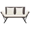 vidaXL Garden Bench with Cushions 176 cm Brown Poly Rattan