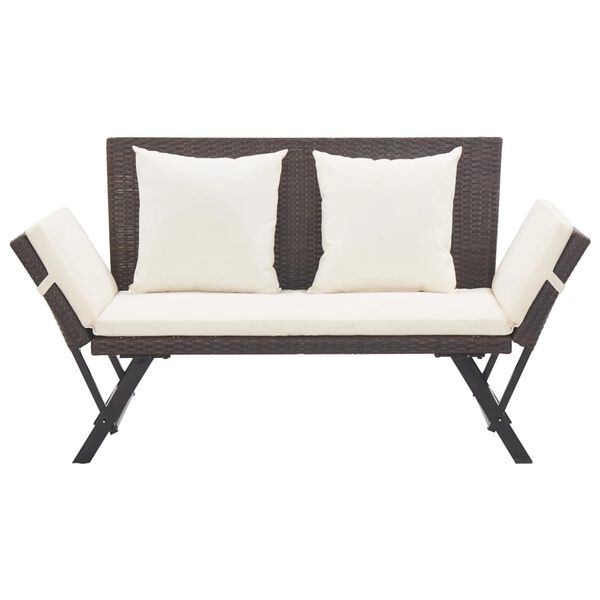 vidaXL Garden Bench with Cushions 176 cm Brown Poly Rattan