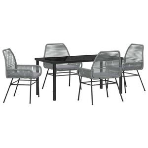 vidaXL Garden Dining Set 5 pcs Grey Poly Rattan