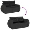 vidaXL Garden Sofa with Cushions 2-Seater Black Poly Rattan