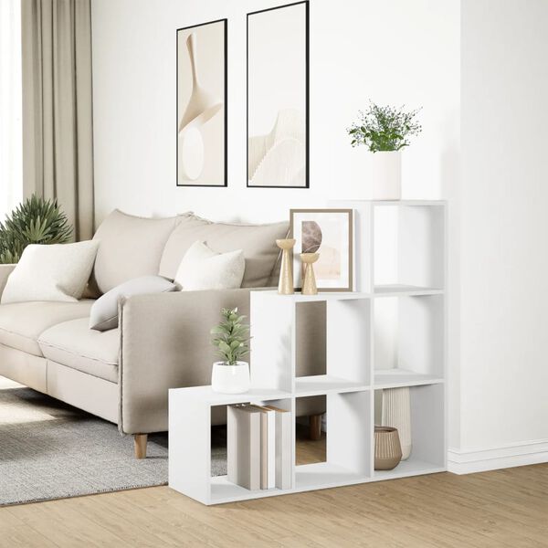 vidaXL Room Divider Bookcase 3-Tier White 99x29x99 cm Engineered Wood