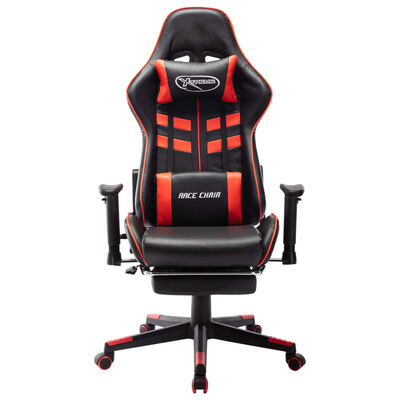 vidaXL Gaming Chair with Footrest Black and Red Artificial Leather