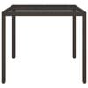 vidaXL Garden Table 90x90x75 cm Tempered Glass and Poly Rattan Brown