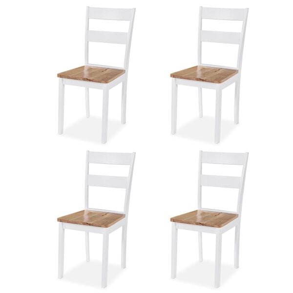 vidaXL Dining Set 5 Pieces MDF and Rubberwood White