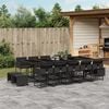 vidaXL 15 Piece Garden Dining Set with Cushions Black Poly Rattan
