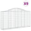 vidaXL Arched Gabion Baskets 9 pcs 200x30x100/120 cm Galvanised Iron