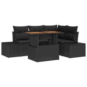 vidaXL Garden Sofa Set with Storage 5 pcs Black Poly rattan