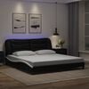 vidaXL Bed Frame with LED without Mattress "Hvar" Black and White 180x200 cm