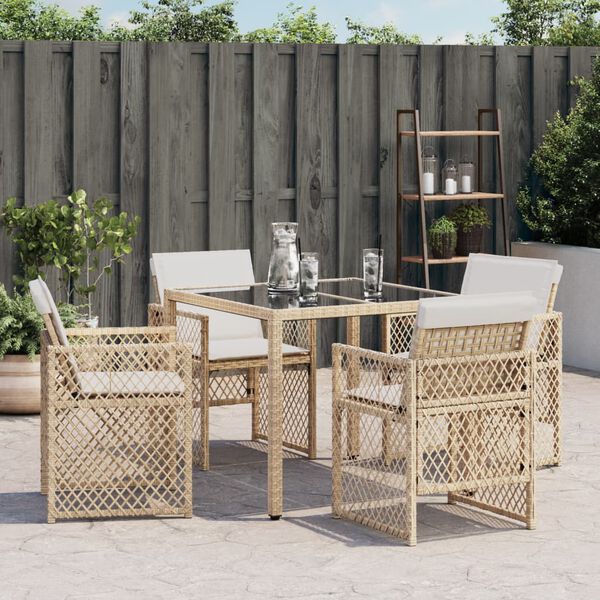vidaXL Garden Chairs with Cushions 4 pcs Beige Poly Rattan