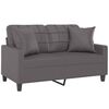 vidaXL 2-Seater Sofa with Throw Pillows Grey 120 cm Faux Leather