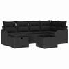 vidaXL Garden Sofa Set 7 pcs 6-Seater Black Poly Rattan