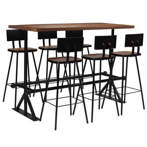 vidaXL Bar Set | Varied wood grains | Solid reclaimed wood | 7 Piece Set