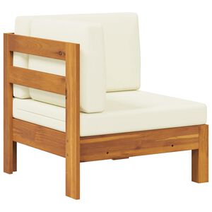 vidaXL Corner Sofa with Cream White Cushions Solid Acacia Wood