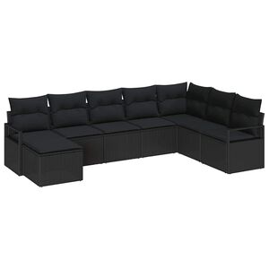 vidaXL Sofa Set 8 pcs Black Poly Rattan