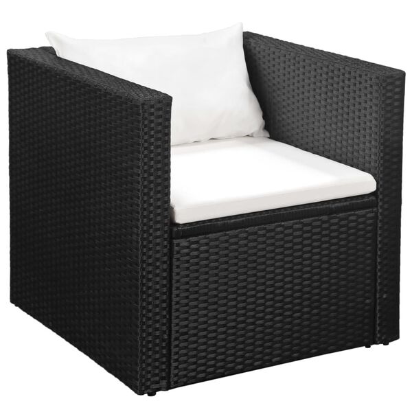 vidaXL 4 Piece Garden Lounge Set Poly Rattan Black and White