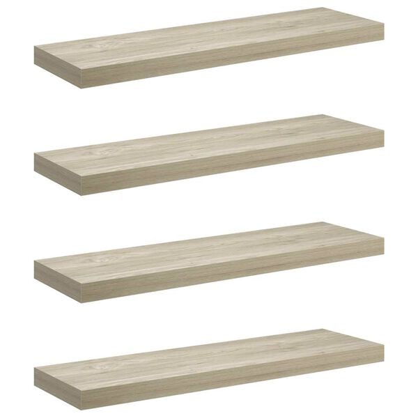 vidaXL Floating Wall Shelves 4 pcs Oak 80x23.5x3.8 cm MDF