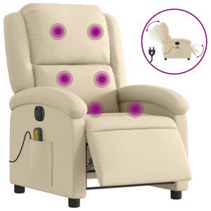 vidaXL Electric Massage Recliner Chair Cream Fabric
