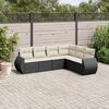 vidaXL 6 Piece Garden Sofa Set with Cushions Black Poly Rattan