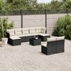 vidaXL 10 Piece Garden Sofa Set with Cushions Black Poly Rattan