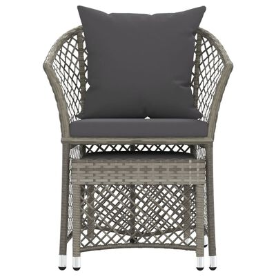 vidaXL 2 Piece Garden Lounge Set with Cushions Grey Poly Rattan