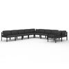 vidaXL 10 Piece Garden Lounge Set with Cushions Aluminium Anthracite
