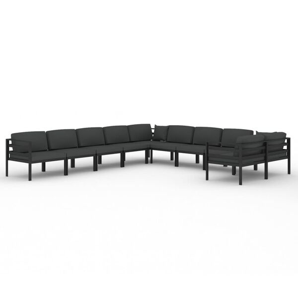 vidaXL 10 Piece Garden Lounge Set with Cushions Aluminium Anthracite