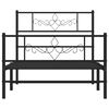 vidaXL Metal Bed Frame without Mattress with Footboard Black 90x190cm