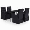 vidaXL 5 Piece Garden Dining Set with Cushions Black