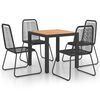 vidaXL 5 Piece Garden Dining Set PVC Rattan Black and Brown