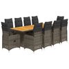 vidaXL 11 Piece Garden Bistro Set with Cushions Grey Poly Rattan