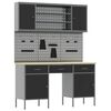 vidaXL Work Cabinet 7 pcs Black and Grey Engineered Wood and Steel