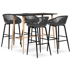 vidaXL Bar Set | Black and Grey | MDF, Metal, PP | Standard | Ergonomic