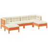 vidaXL 6 Piece Garden Sofa Set with Cushions Wax Brown Solid Wood Pine