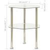 vidaXL 2-Tier Side Table Transparent 38x38x50 cm Tempered Glass