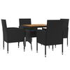 vidaXL 5 Piece Outdoor Dining Set Poly Rattan Black