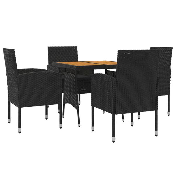 vidaXL 5 Piece Outdoor Dining Set Poly Rattan Black