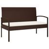 vidaXL Garden Bench with Cushion Brown 105 cm Poly Rattan