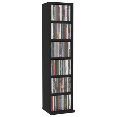 vidaXL CD Cabinet Black 21x20x88 cm Engineered Wood