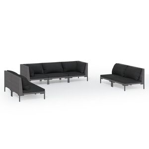 vidaXL 7 Piece Garden Lounge Set with Cushions Poly Rattan Dark Grey