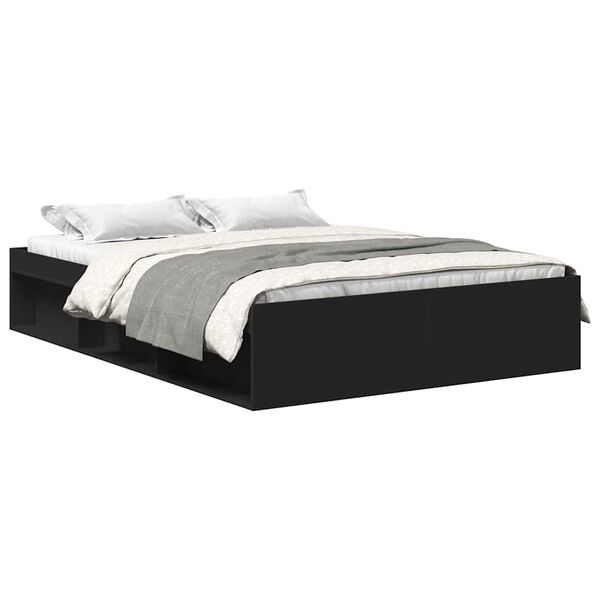 vidaXL Bed Frame without Mattress Black 150x200 cm King Size King Size