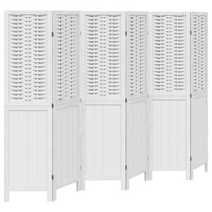 vidaXL Room Divider 6 Panels White Solid Wood Paulownia