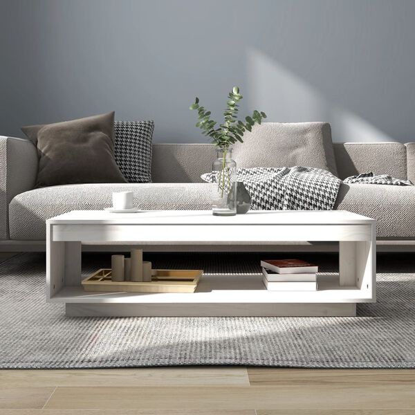 vidaXL Coffee Table White 110x50x33.5 cm Solid Pinewood