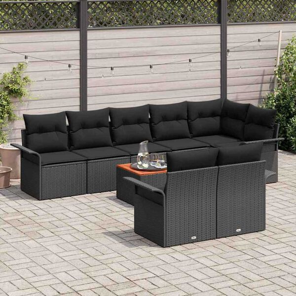 vidaXL Garden Sofa Set with Cushion with Storage Manual 9 pcs Black