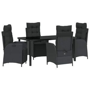 vidaXL Garden Dining Set with Cushion 5 pcs Black Poly Rattan