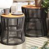vidaXL Garden Side Tables 2 pcs with Wooden Top Grey Poly Rattan