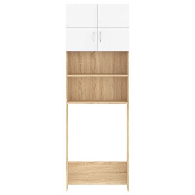 vidaXL Washing Machine Cabinet Set White and Sonoma Oak Engineered Wood