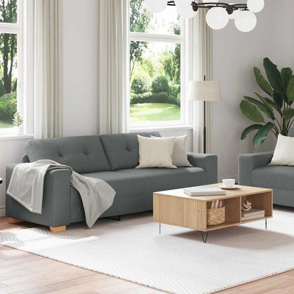vidaXL 2 Piece Sofa Set with Cushions Dark Grey Fabric