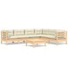 vidaXL 7 Piece Garden Lounge Set with Cream Cushions Solid Pinewood