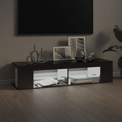 vidaXL TV Cabinet with LED Lights High Gloss Grey 135x39x30 cm