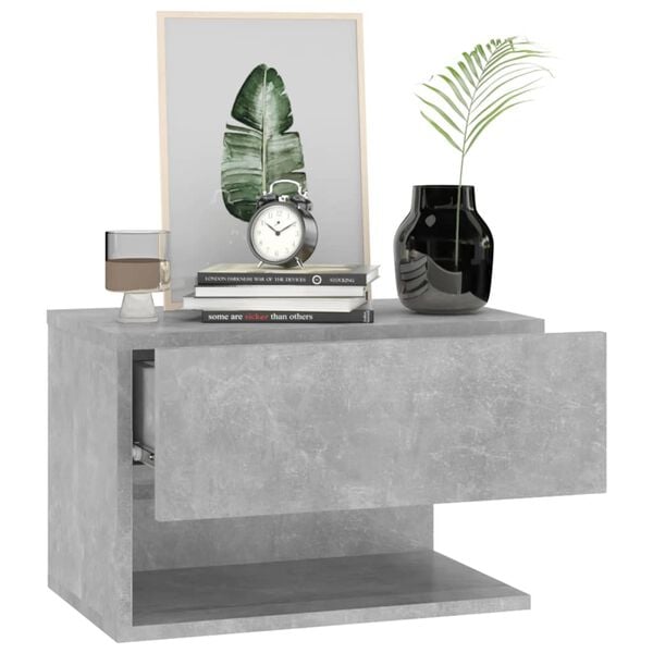 vidaXL Wall-mounted Bedside Cabinet Concrete Grey